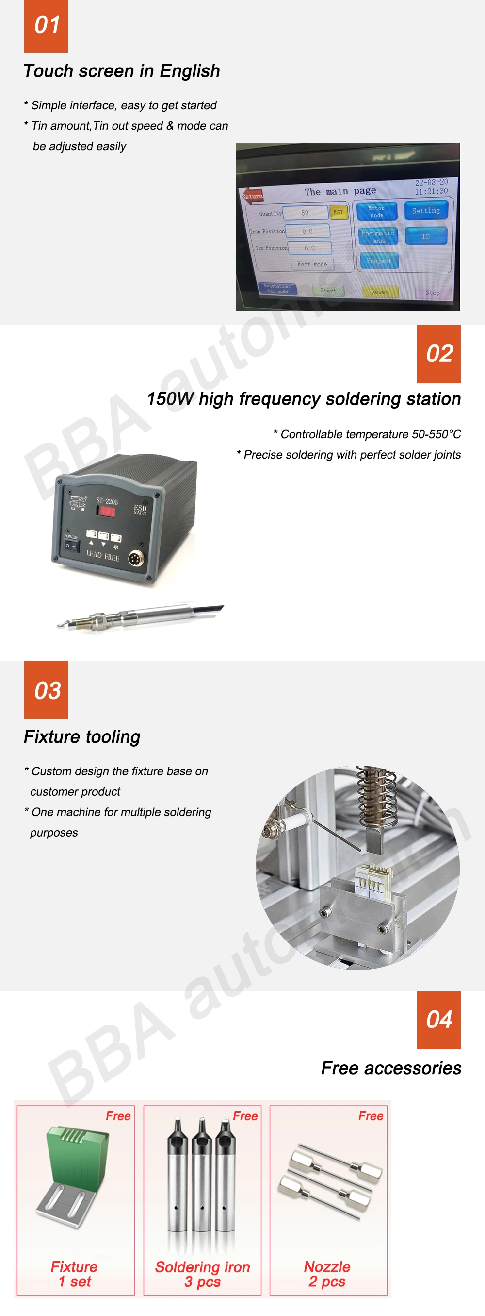 Bba Coaxial Cable Soldering Machine for PCB LED Wires Constant Temperature Soldering Machine for PCB LED Wires Constant Temperature Soldering Iron Robot